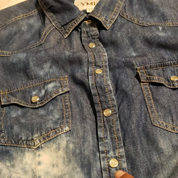 YMI Denim Shirt / Snap Button Down / Acid Washed / Size Medium - Picture 8 of 8